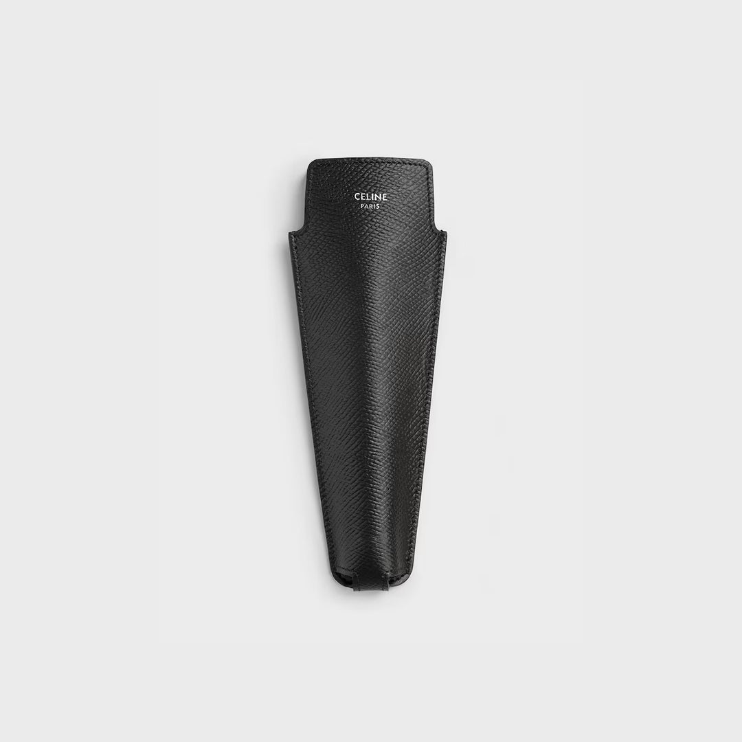 Dao Cạo Râu CELINE Wood Razor With Case In Grained Calfskin #Black