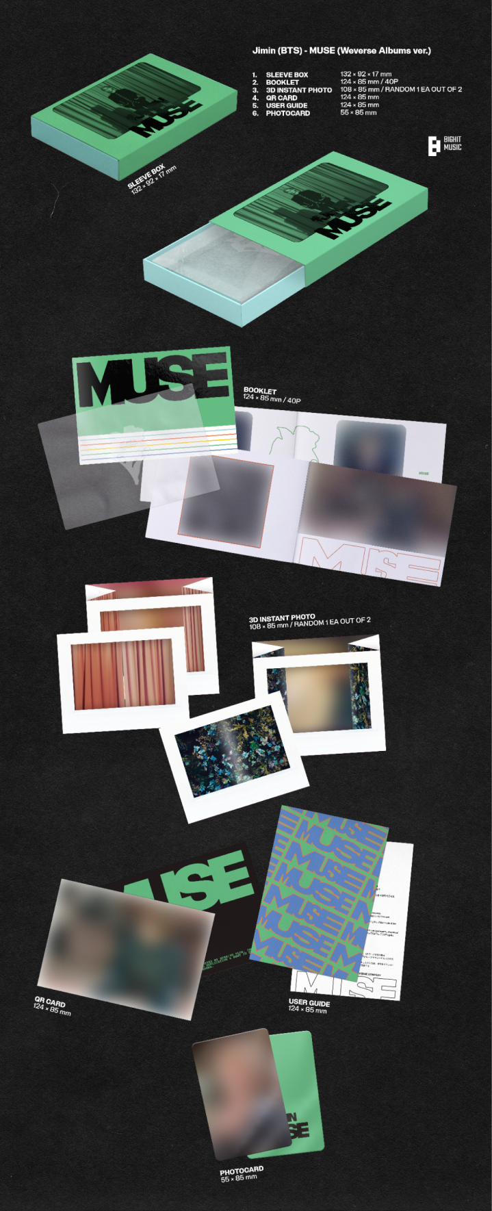 Đĩa BTS Jimin (BTS) 'MUSE' (Set) + 'MUSE' (Weverse Albums Ver.) Set