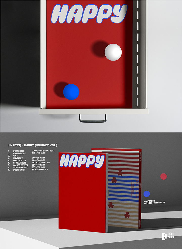 Đĩa BTS Jin (BTS) 'Happy' (Set) + 'Happy' (Weverse Albums Ver.) Set