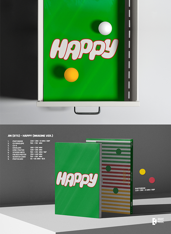 Đĩa BTS Jin (BTS) 'Happy' (Set) + 'Happy' (Weverse Albums Ver.) Set