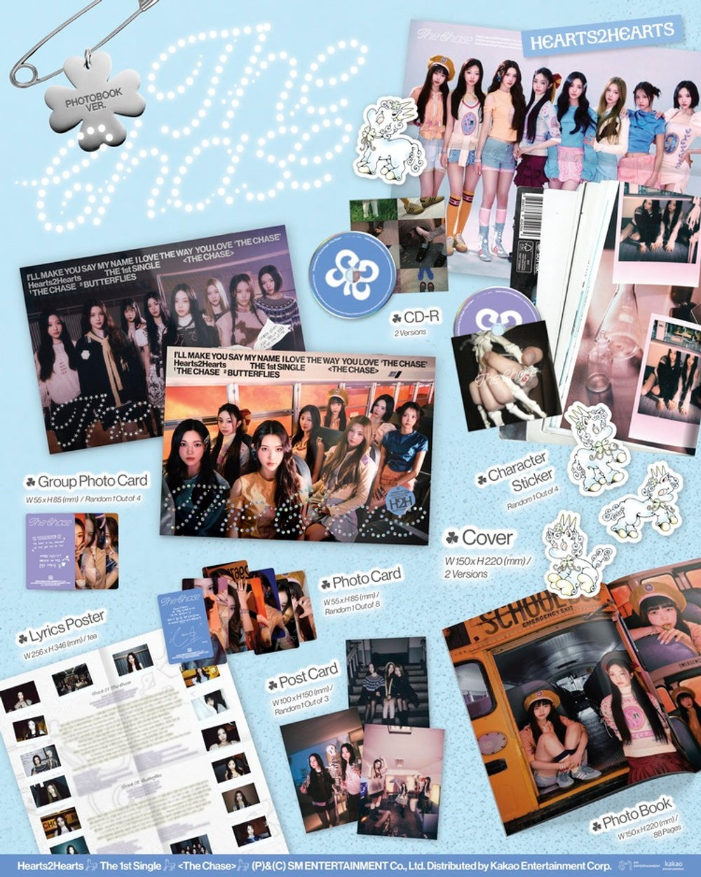 Đĩa Hearts2Hearts The 1st Single [The Chase] (Photobook Ver.) (Random)-Kallos
