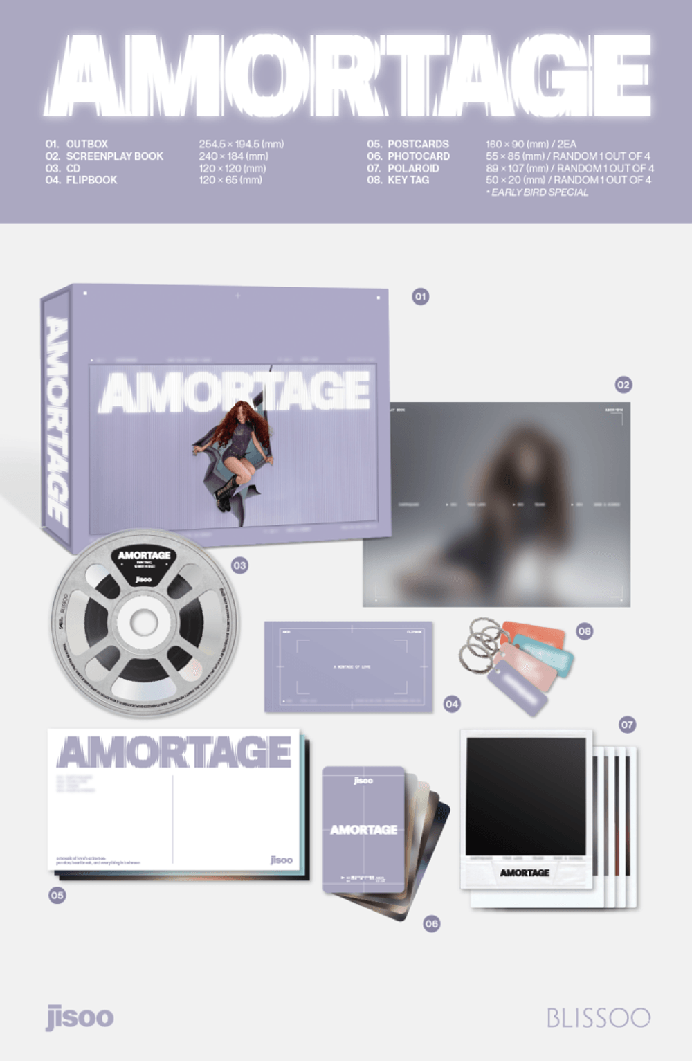 Đĩa JISOO Mini Album [AMORTAGE] Exclusive Edition (Purple Ver) - Kallos Vietnam