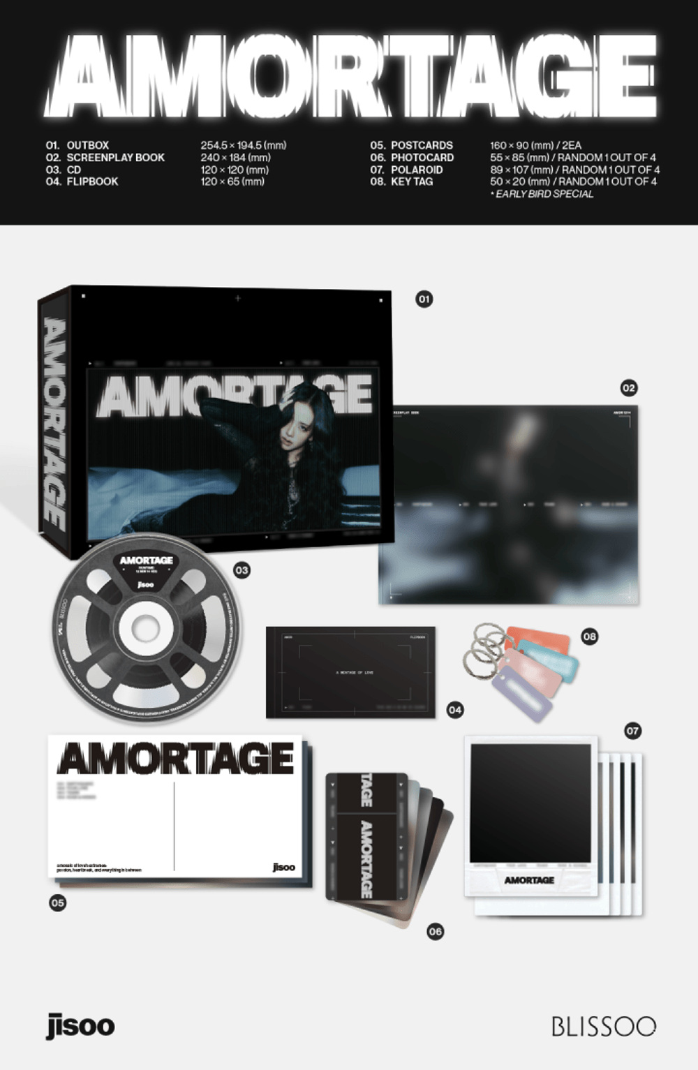 Đĩa JISOO Mini Album [AMORTAGE] Exclusive Edition (Black Ver) - Kallos Vietnam