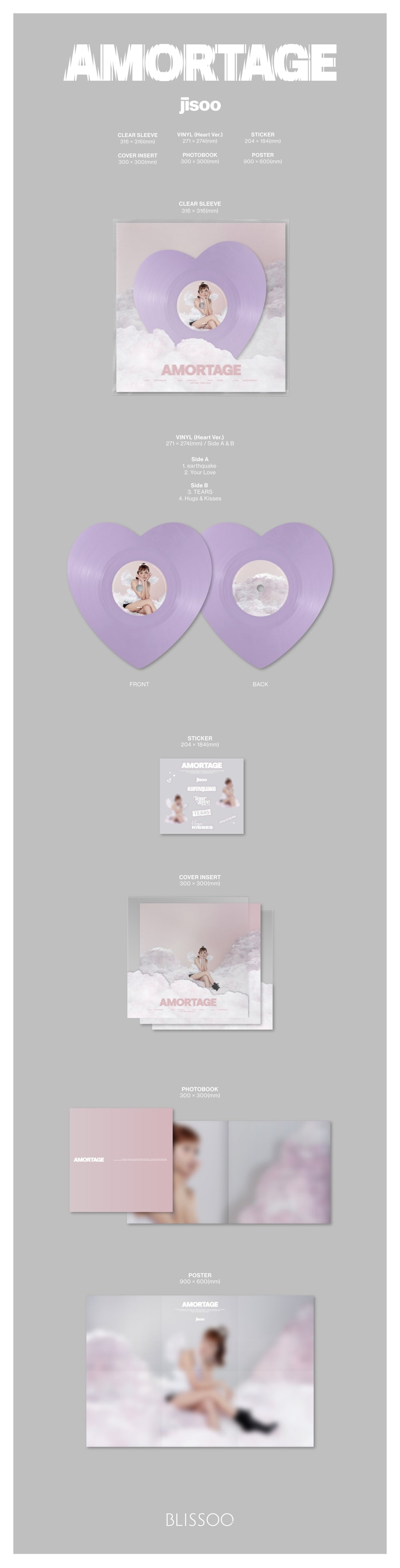 Đĩa JISOO Mini Album [AMORTAGE] Vinyl (Heart Ver)-Kallos