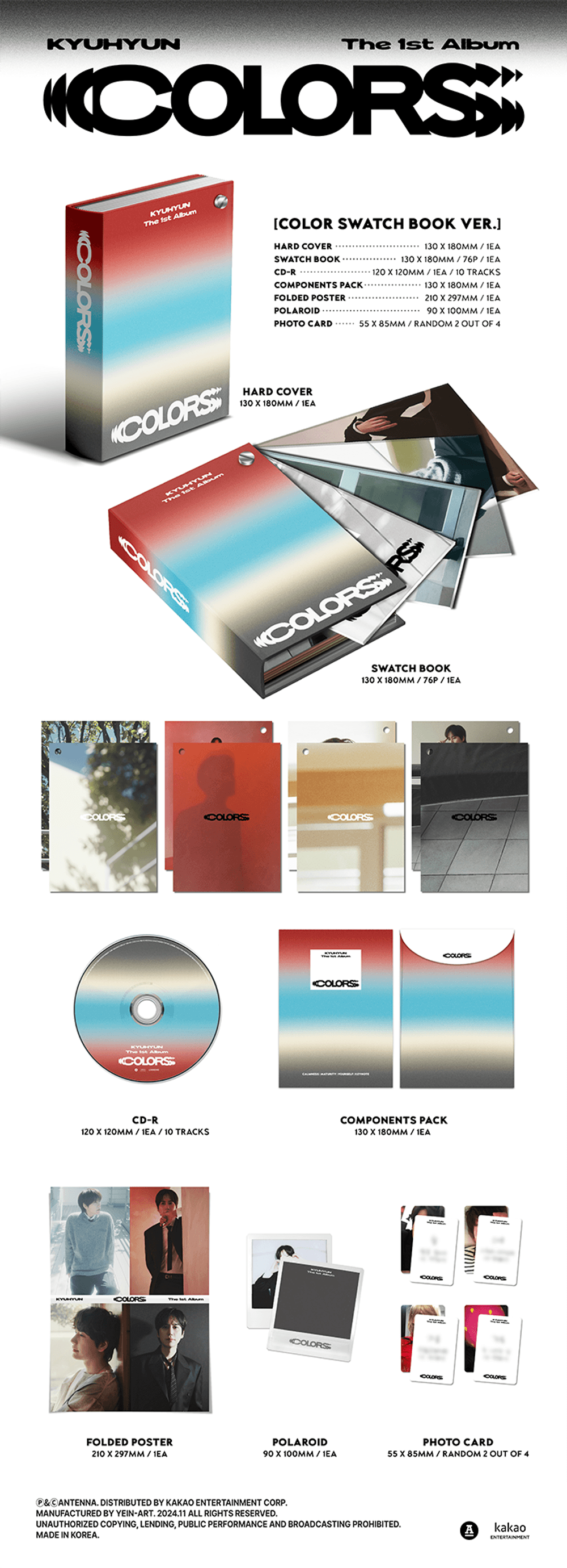 Đĩa KYUHYUN The 1st Album [COLORS] (Color Swatch Book Ver)-Kallos