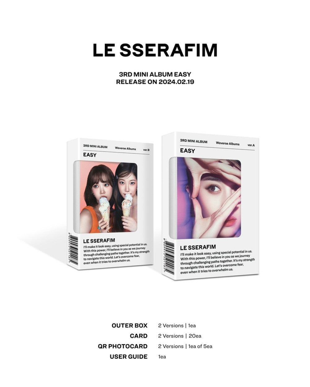 Đĩa LE SSERAFIM 3rd Mini Album 'EASY' (Weverse Albums Ver.) Random - Kallos Vietnam