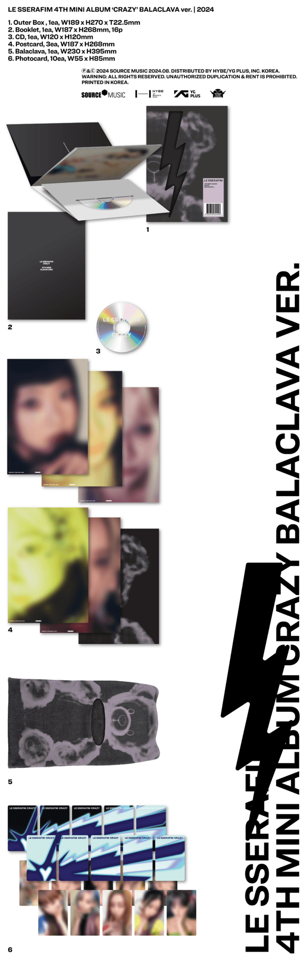 Đĩa LE SSERAFIM 4th Mini Album 'CRAZY' (BALACLAVA Ver.) - Kallos Vietnam