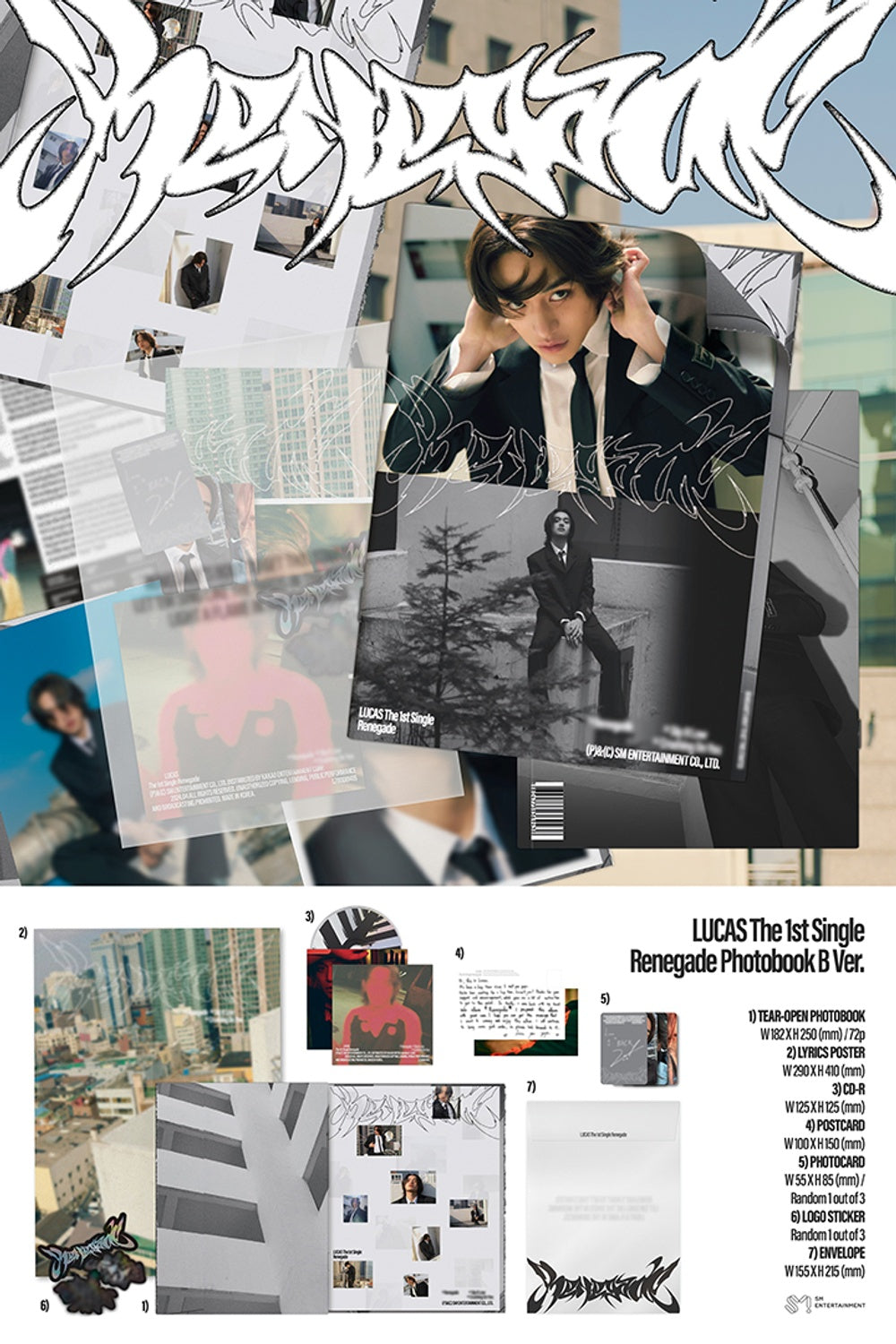 Đĩa LUCAS 1st Single [Renegade] (Photo Book Ver) Random-Kallos