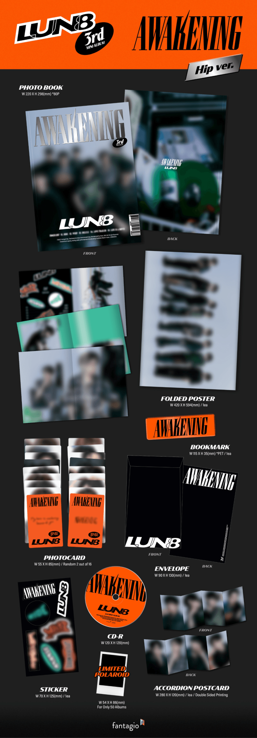 Đĩa LUN8 3rd Mini Album [AWAKENING] (Hip Ver)-Kallos