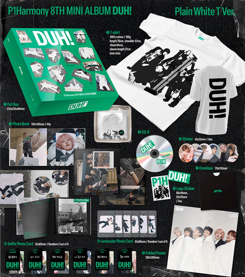 Đĩa P1Harmony 8th Mini Album [DUH!] (Plain White T Ver)-Kallos