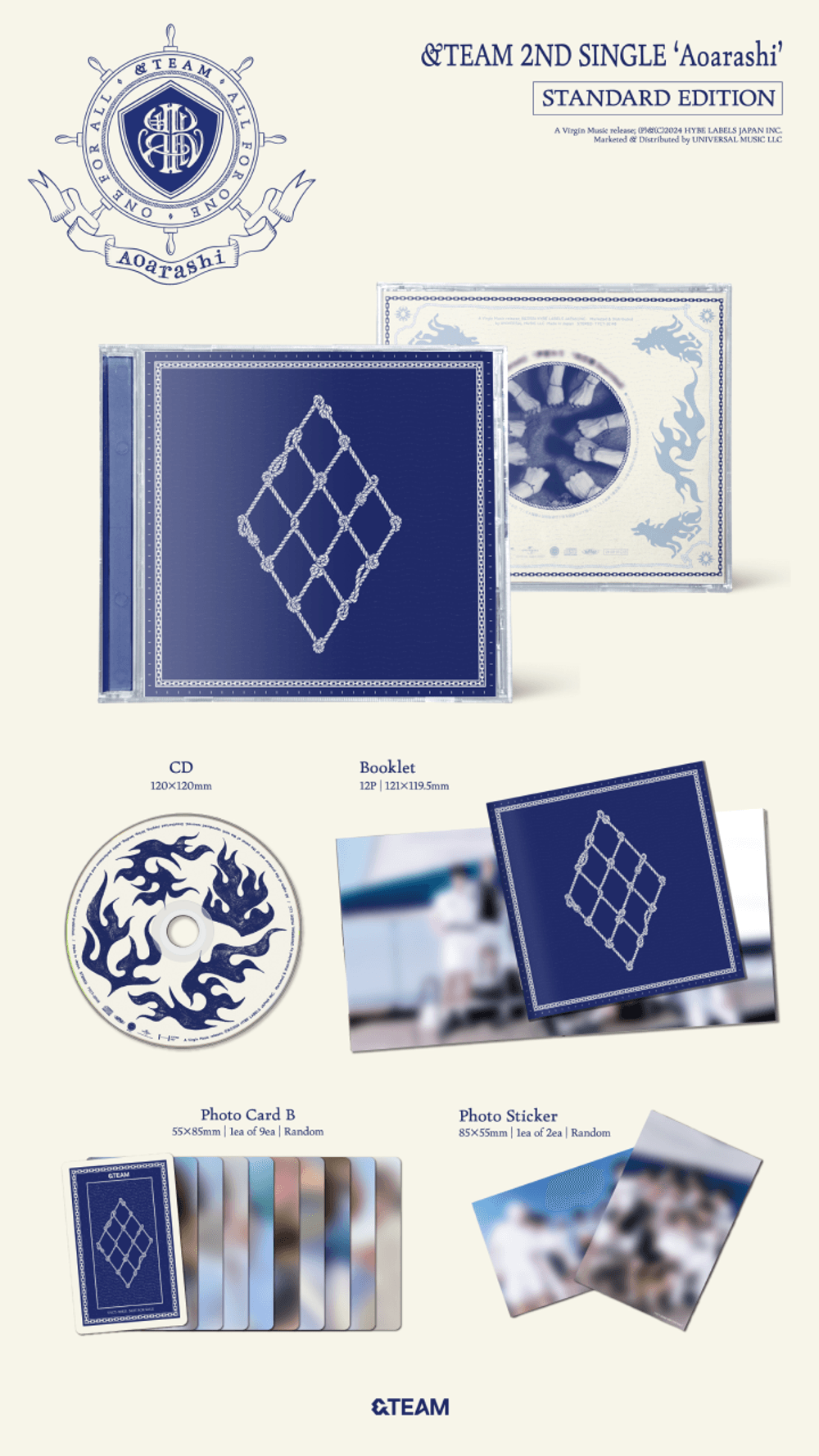 Đĩa &TEAM 2nd SINGLE 'Aoarashi' Standard Edition-Kallos