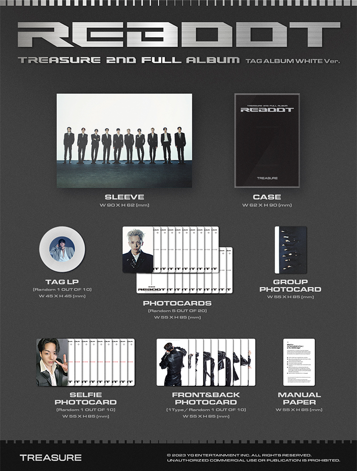 Đĩa TREASURE 2nd Full Album [Reboot] YG Tag Album (Random)-Kallos