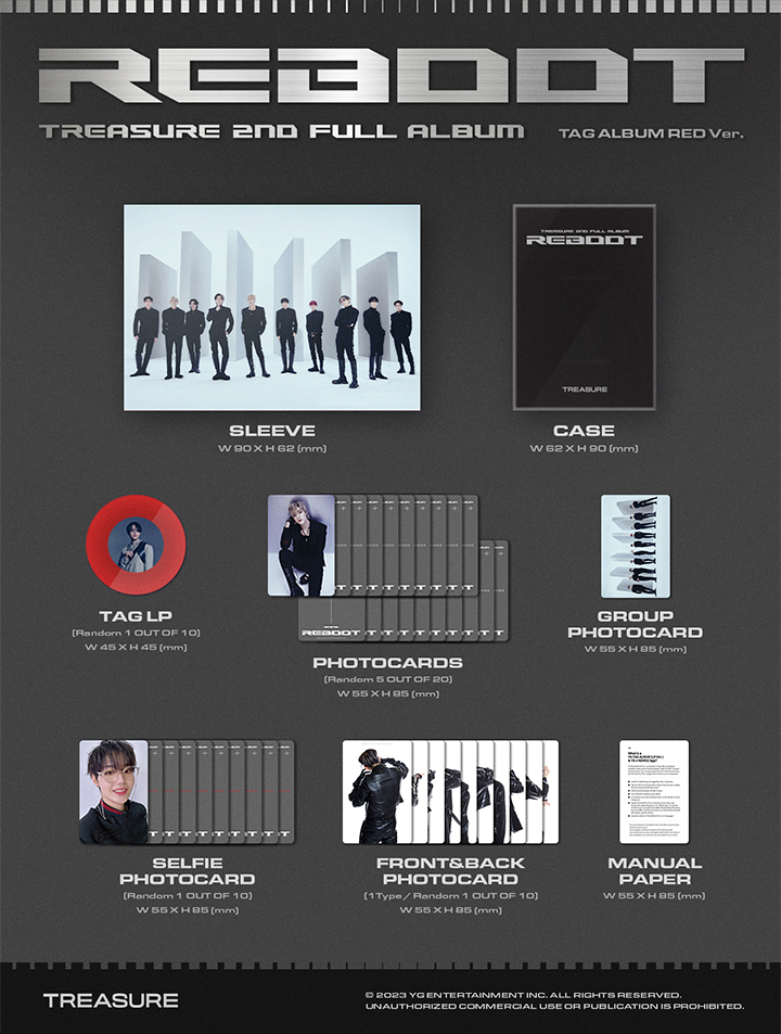 Đĩa TREASURE 2nd Full Album [Reboot] YG Tag Album (Random)-Kallos