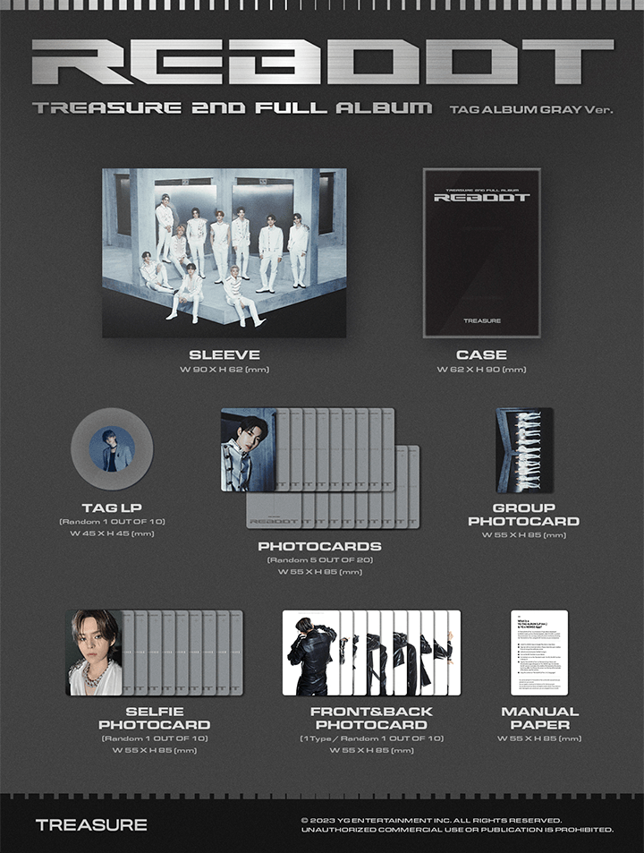 Đĩa TREASURE 2nd Full Album [Reboot] YG Tag Album (Random)-Kallos