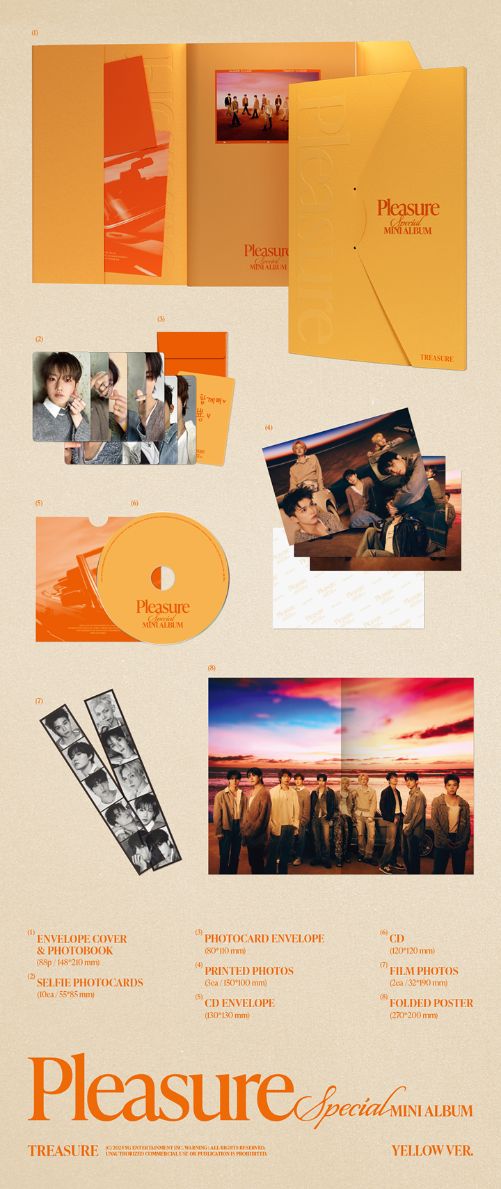 Đĩa TREASURE Special Mini Album [Pleasure] [Yellow & Green Ver] Option-Kallos