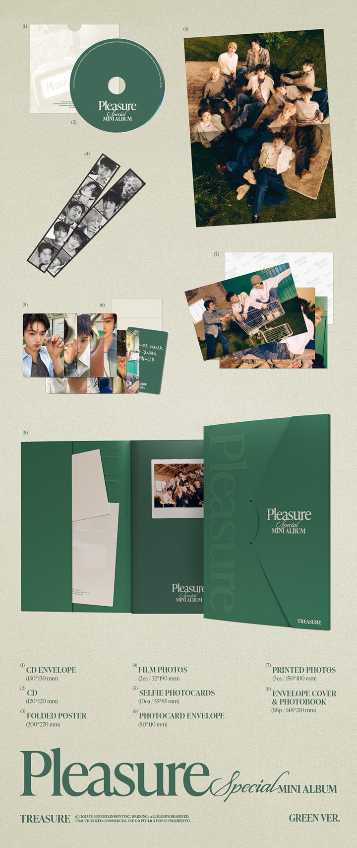 Đĩa TREASURE Special Mini Album [Pleasure] [Yellow & Green Ver] Option-Kallos