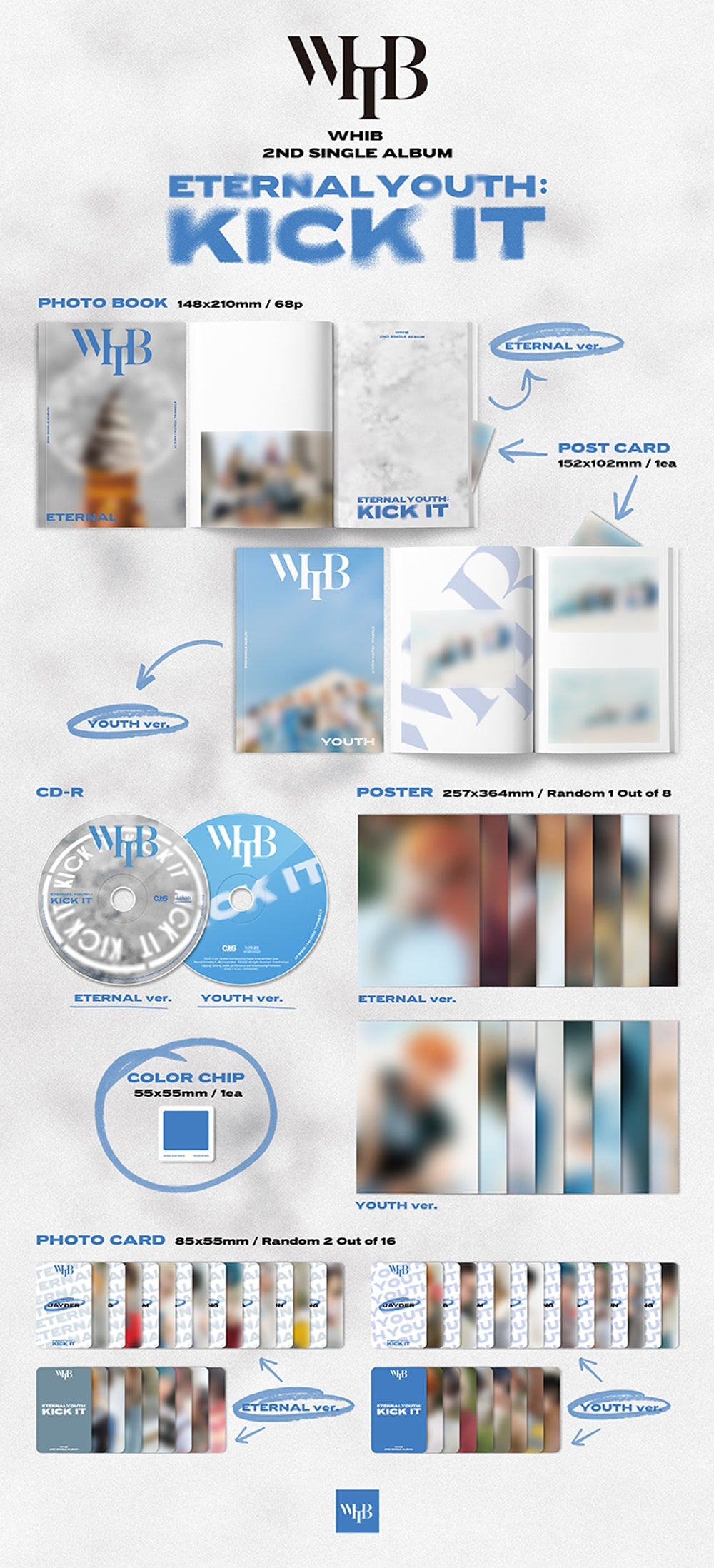 Đĩa WHIB 2nd Single Album [Eternal Youth: Kick It] (Youth Ver)-Kallos