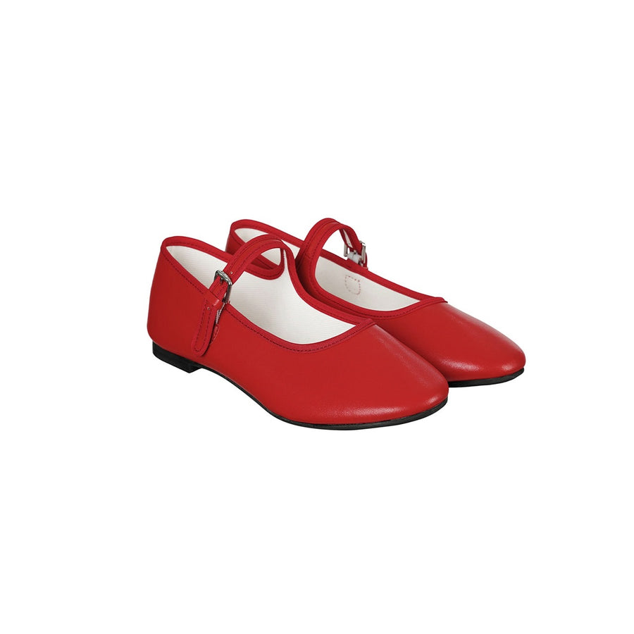 Giày Stand Oil Day Mary Jane Flat Shoes #Red-Kallos