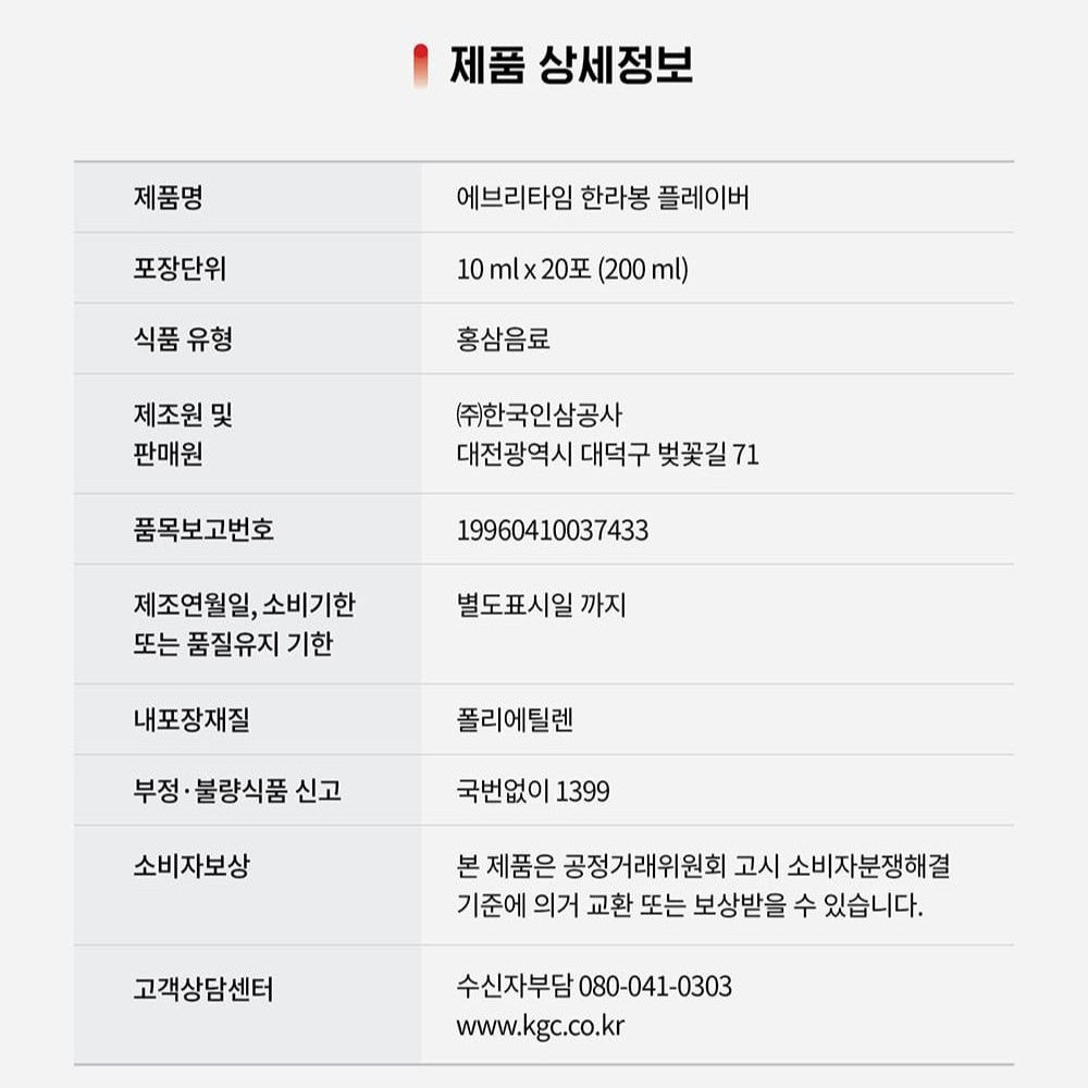 Hồng Sâm KGC Jung Kwan Jang EVERYTIME Hallabong Flavor #20 Days-Kallos