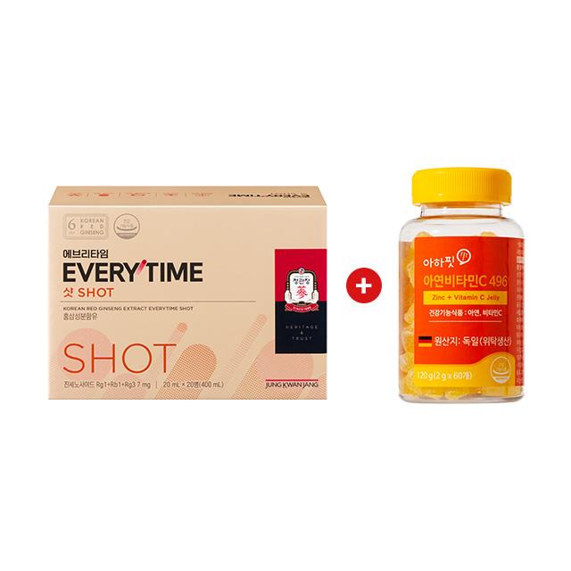 Hồng Sâm KGC Jung Kwan Jang EVERYTIME Shot + Ahafit Zinc Vitamin C 496 - Kallos Vietnam