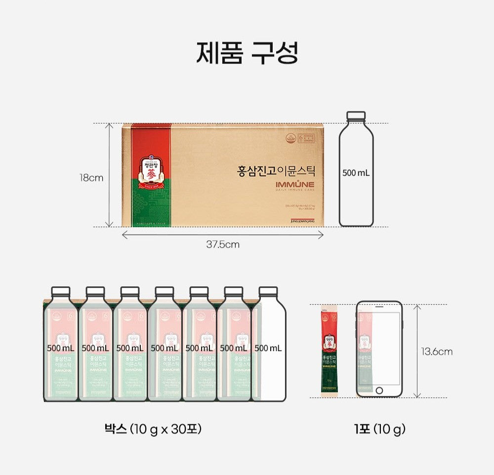 Hồng Sâm KGC Jung Kwan Jang Korean Red Ginseng Immune Stick #30 Packs-Kallos