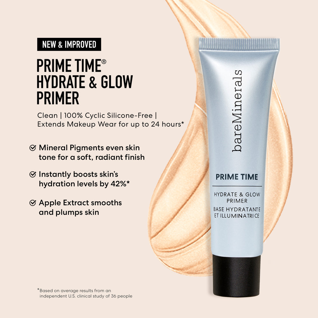 Kem Lót bareMinerals PRIME TIME Hydrate & Glow Primer-Kallos