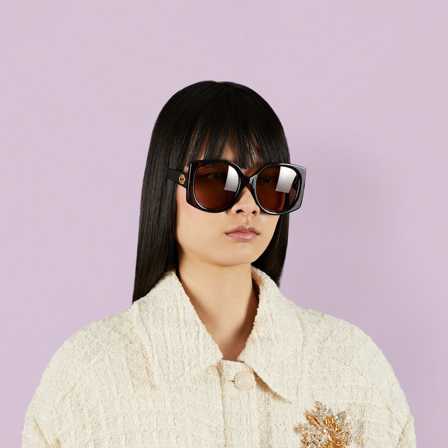 Kính Mát GUCCI Geometric-Frame Sunglasses #Brown - Kallos Vietnam