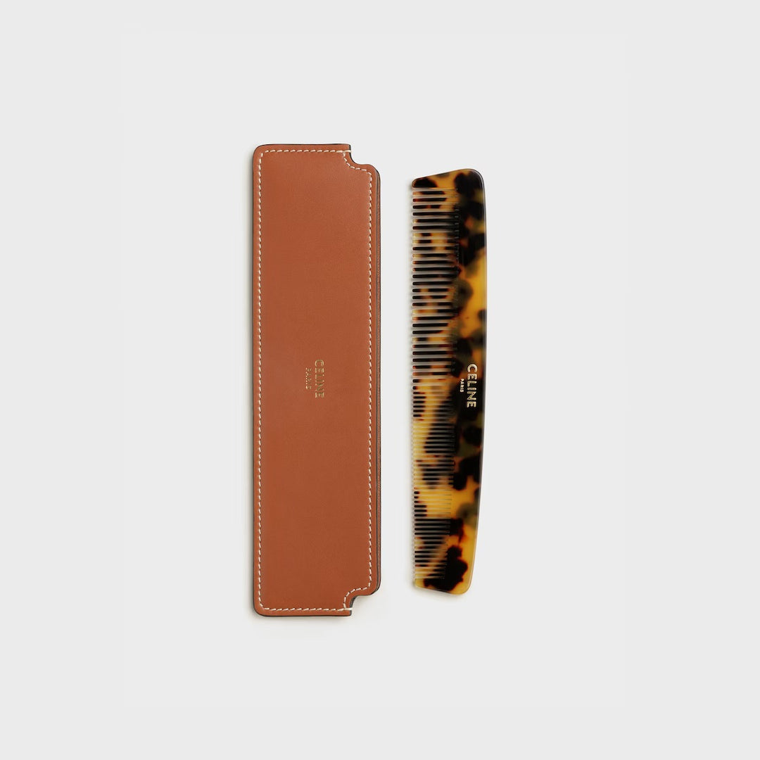 Lược CELINE Hair Comb With Case In Natural Calfskin #Tan