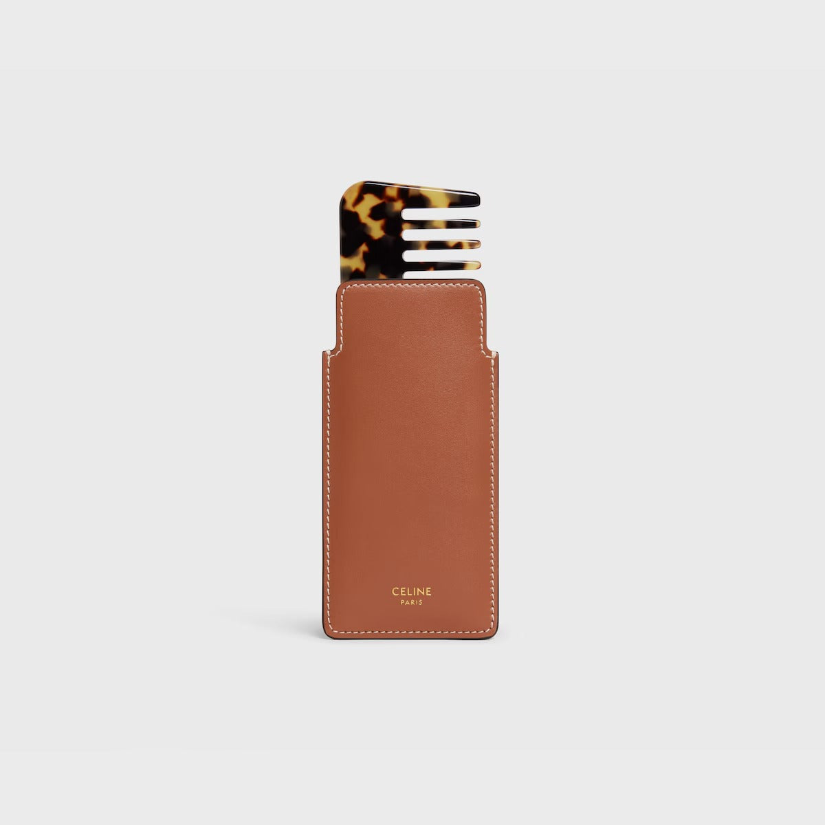 Lược CELINE Small Hair Comb With Case In Smooth Calfskin #Tan
