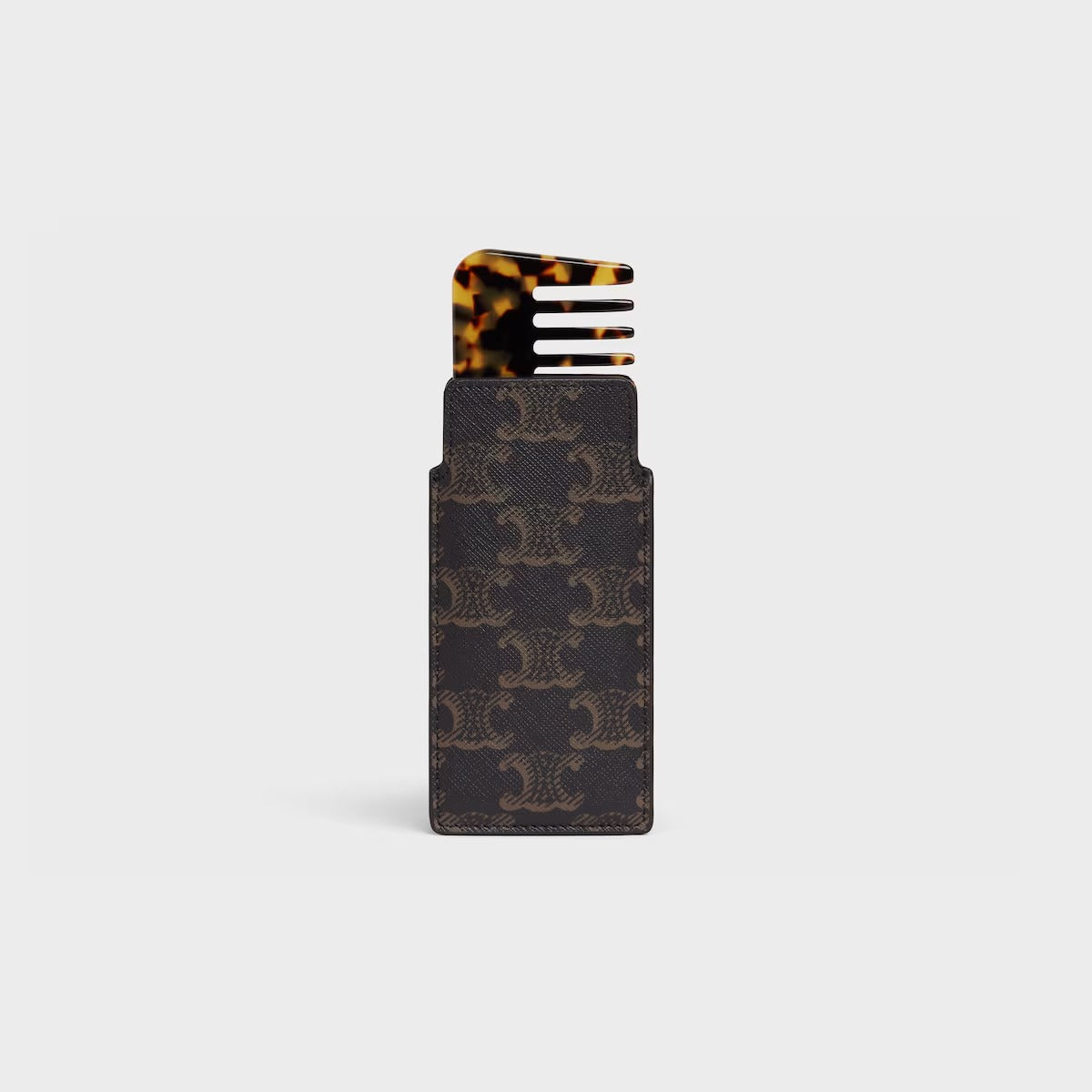 Lược CELINE Small Hair Comb With Case In Triomphe Canvas #Black / Tan