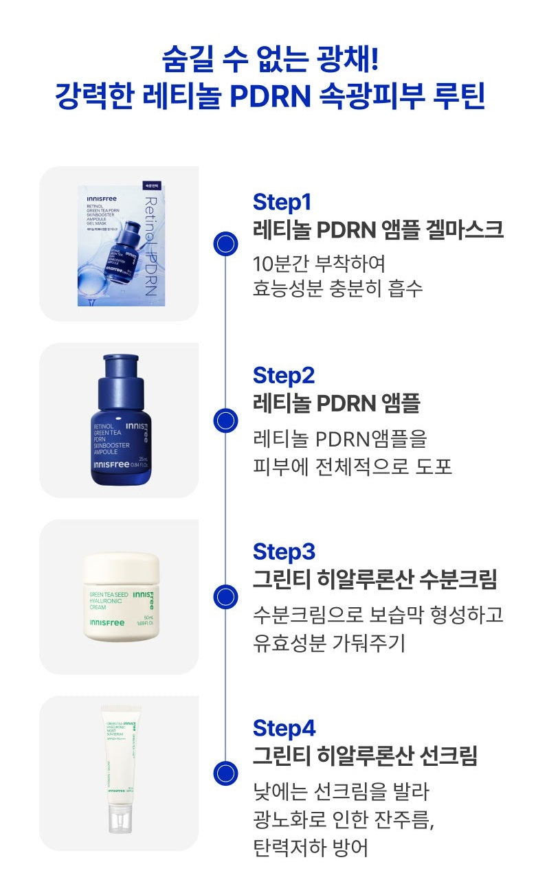 Mặt Nạ INNISFREE Retinol Green Tea PDRN Skinbooster Ampoule Gel Mask-Kallos
