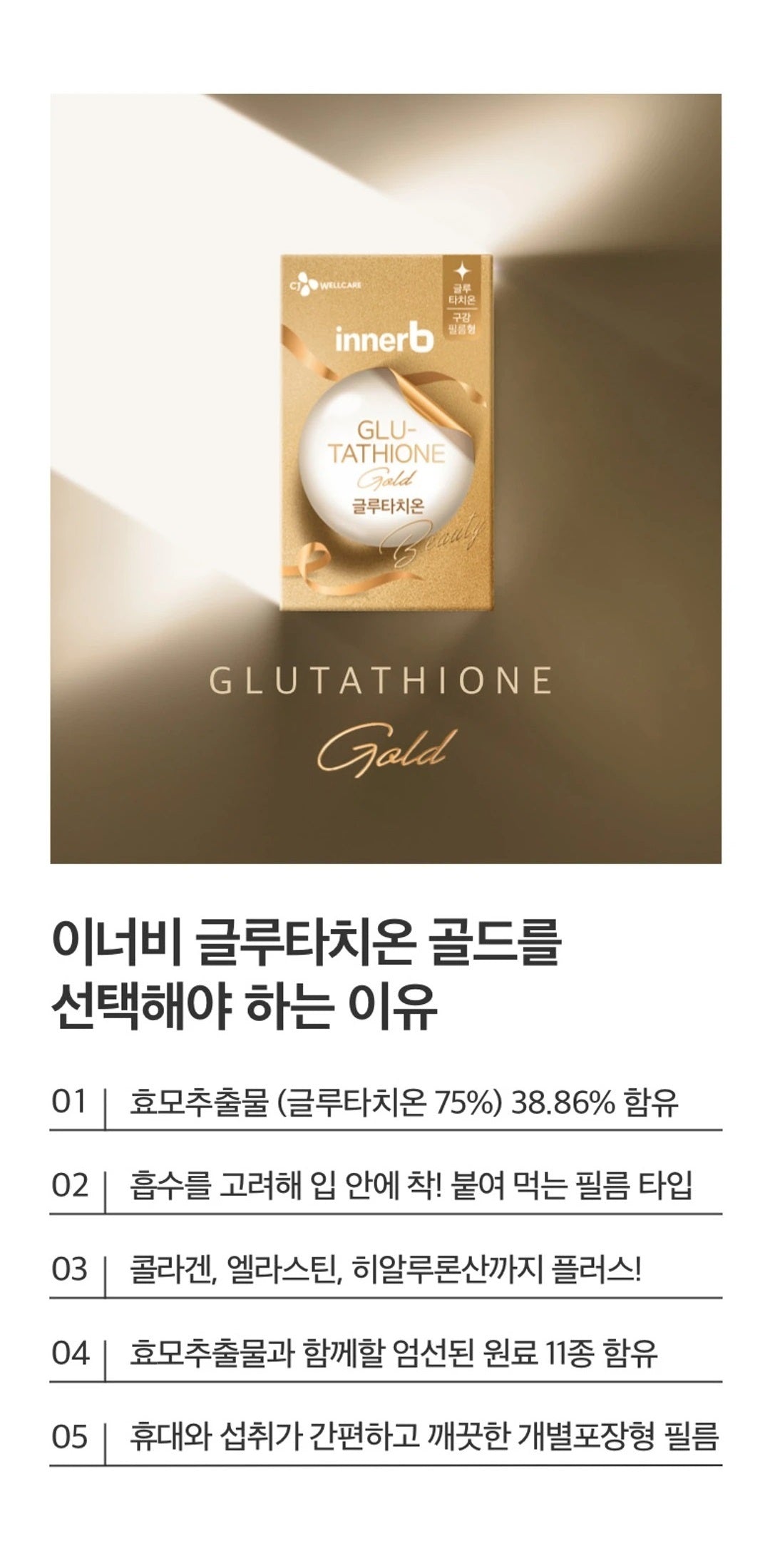 Miếng Ngậm CJ InnerB Glutathione Gold