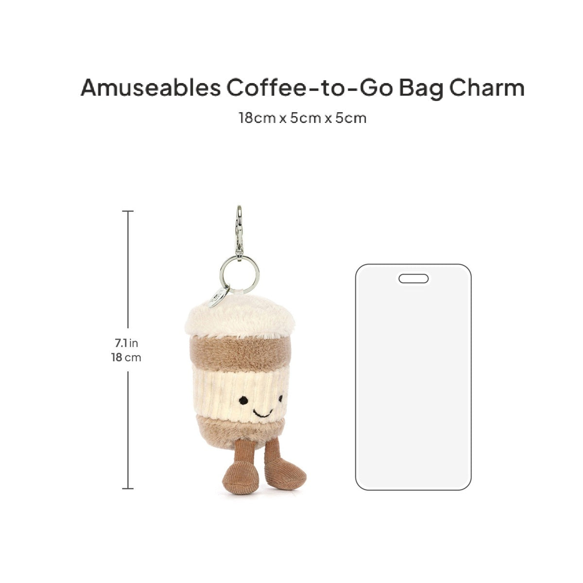 Móc Khoá Thú Bông JELLYCAT Amuseables Coffee-to-Go Bag Charm