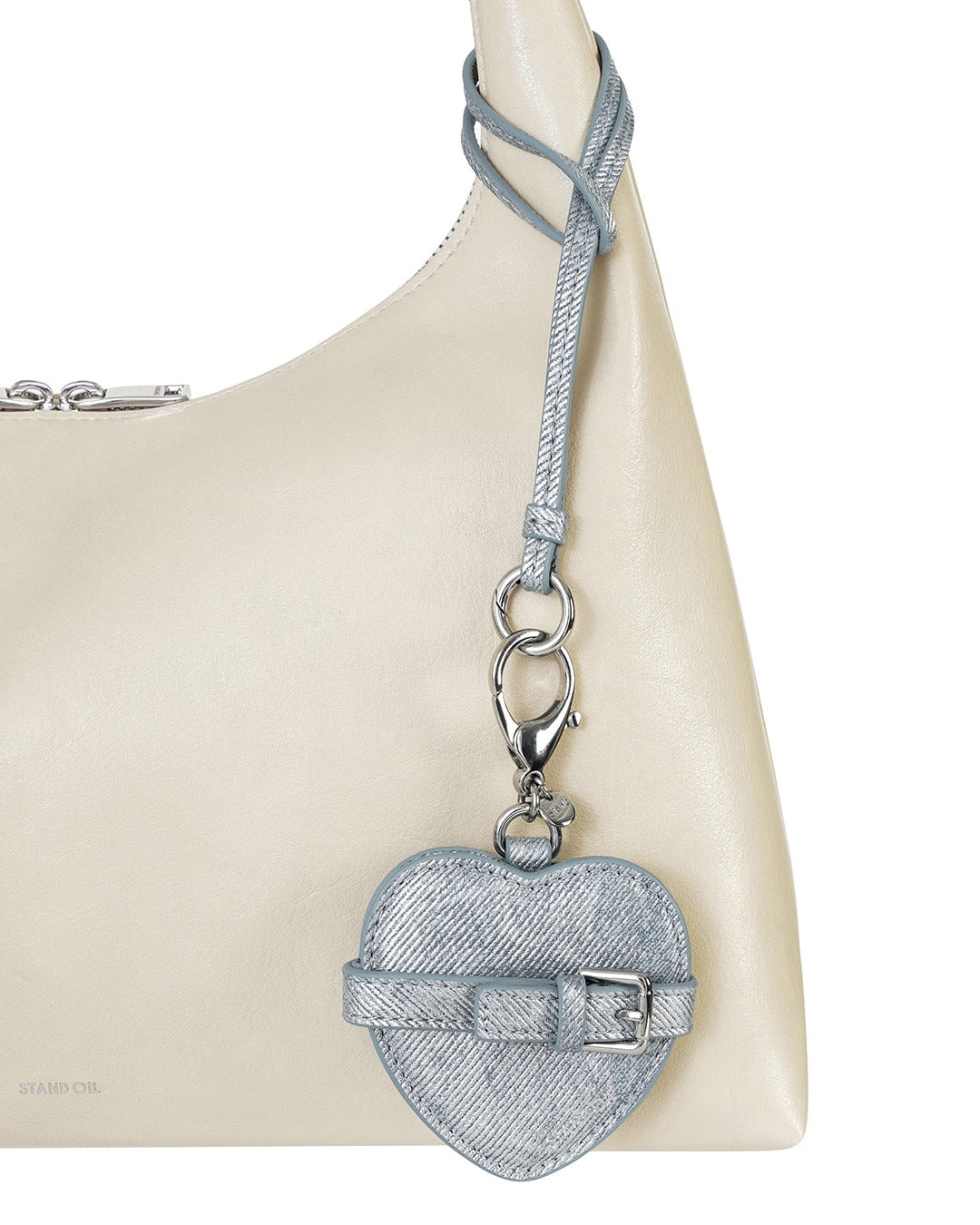 Móc Khoá Túi Xách Stand Oil Belted Mirror Keyring #Silver Denim