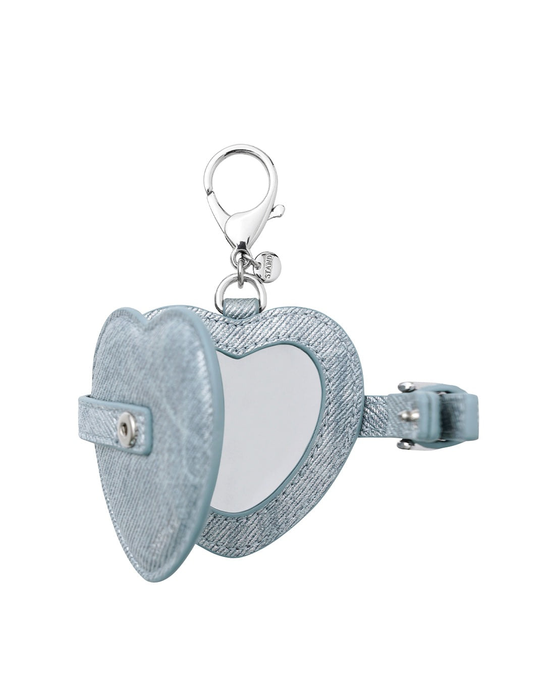 Móc Khoá Túi Xách Stand Oil Belted Mirror Keyring #Silver Denim