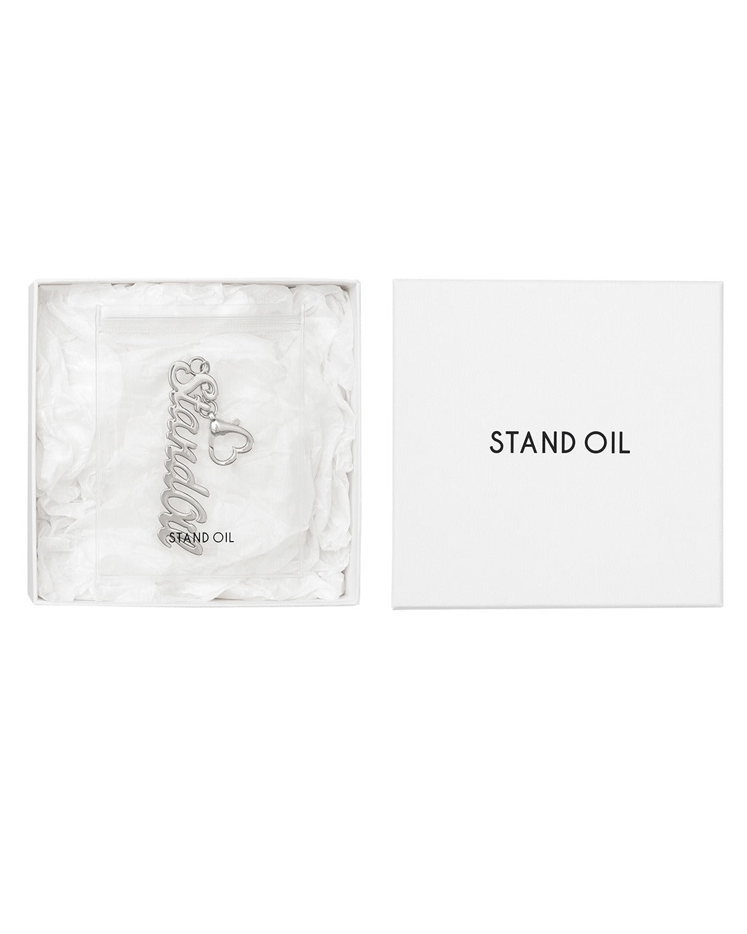 Móc Khoá Túi Xách Stand Oil Letter Logo Keyring #Silver