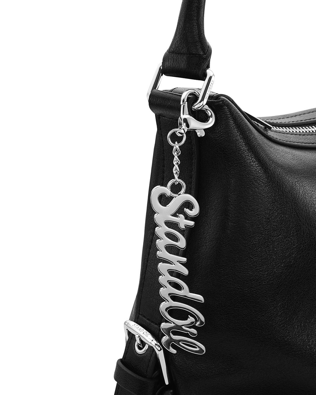 Móc Khoá Túi Xách Stand Oil Letter Logo Keyring #Silver