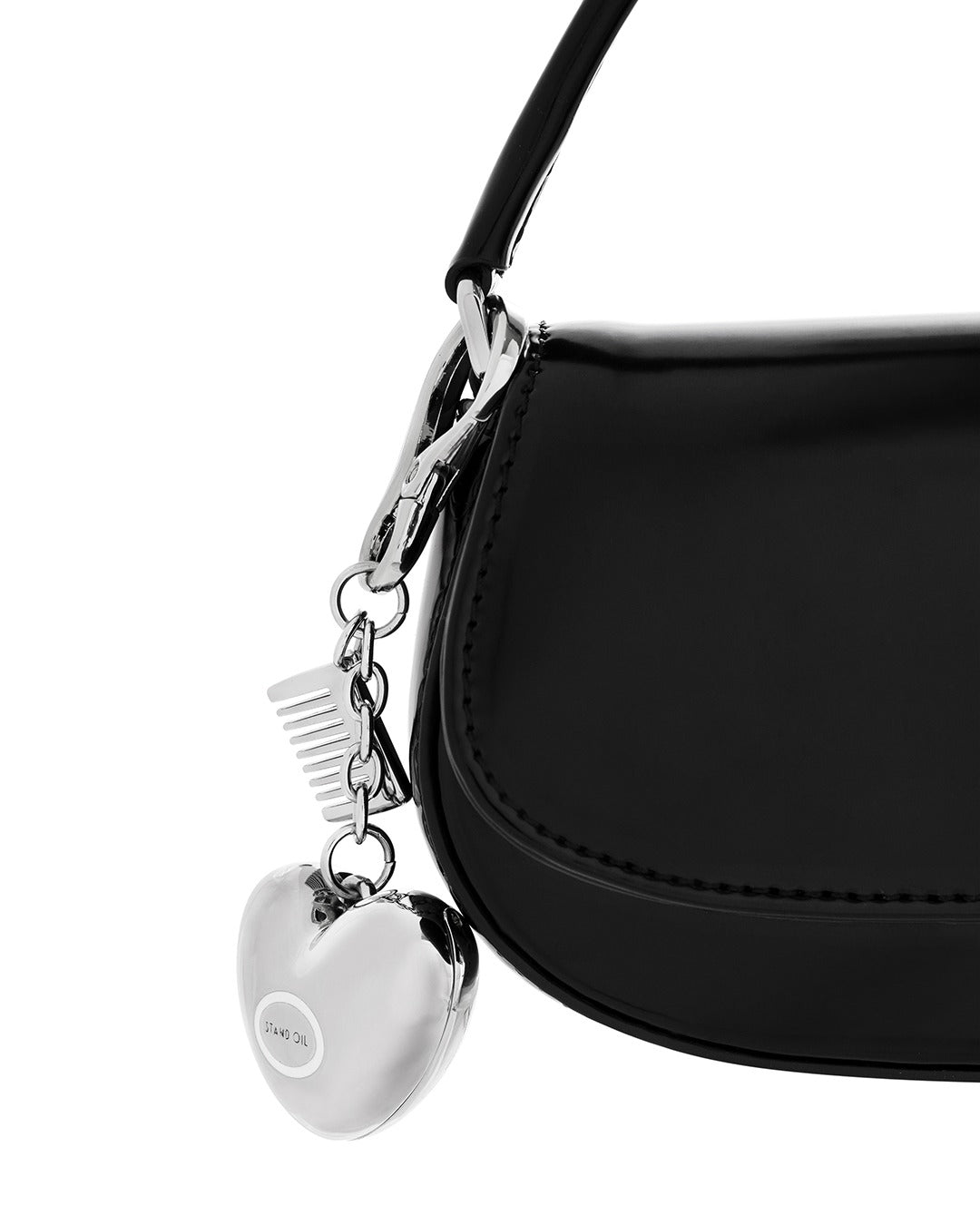 Móc Khoá Túi Xách Stand Oil Mirror Heart Keyring #Silver