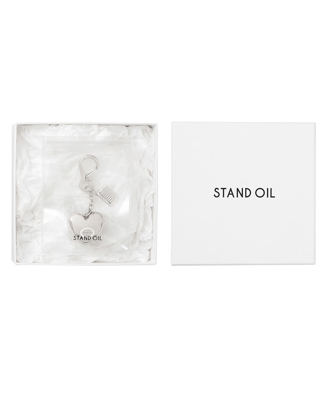 Móc Khoá Túi Xách Stand Oil Mirror Heart Keyring #Silver