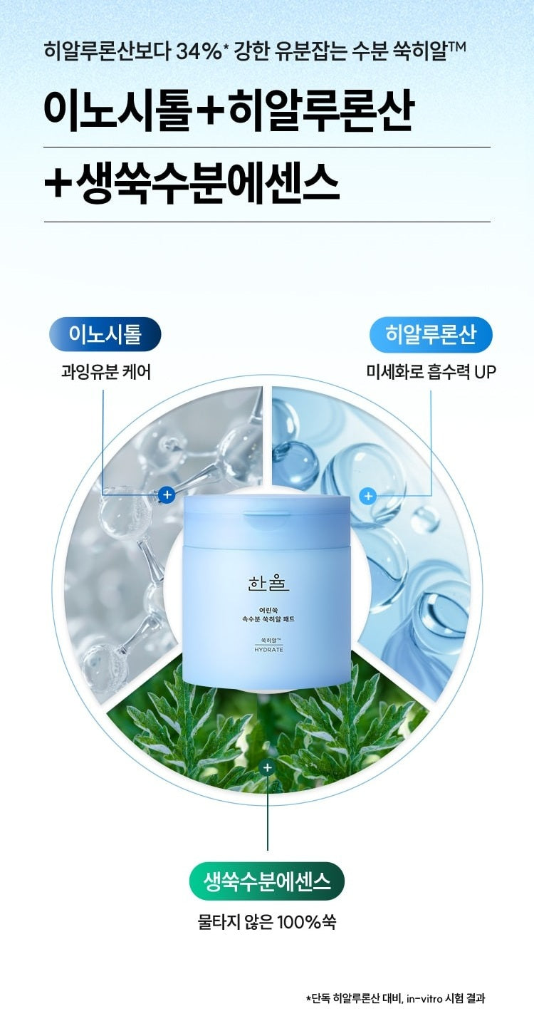 Nước Hoa Hồng HANYUL Artemisia Hydrating Toner Pads-Kallos
