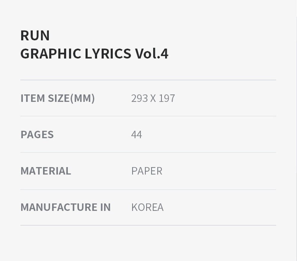 Sách BTS RUN (Graphic Lyrics Vol.4) - Kallos Vietnam