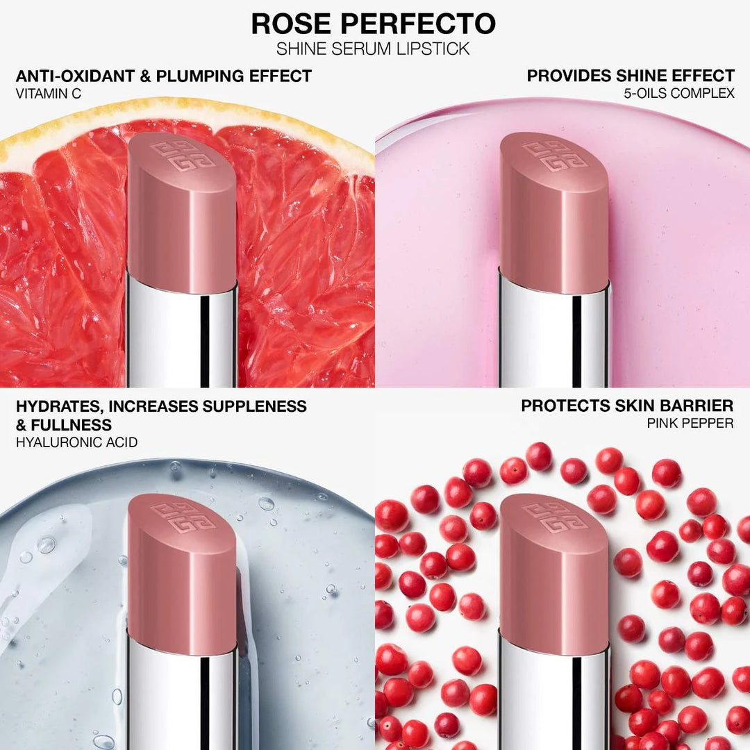 Son GIVENCHY Rose Perfecto Shine Serum Lipstick #N332 Iconic Red