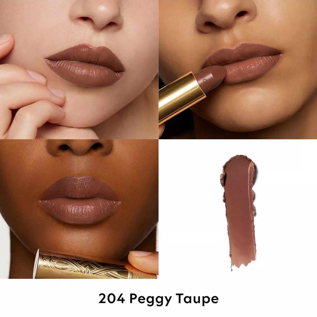 Son GUCCI Rouge à Lèvres Satin Lipstick #204 Peggy Taupe-Kallos