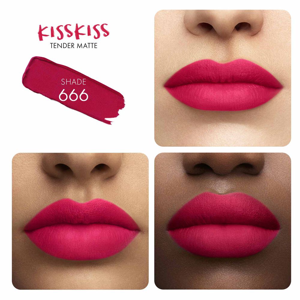 Son GUERLAIN KissKiss Tender Matte #666 Lucky Pink - Kallos Vietnam