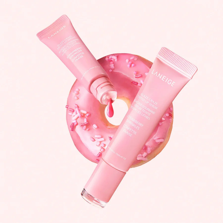 Son LANEIGE Glaze Craze Tinted Lip Serum #Strawberry Sprinkles - Cool Pink-Kallos