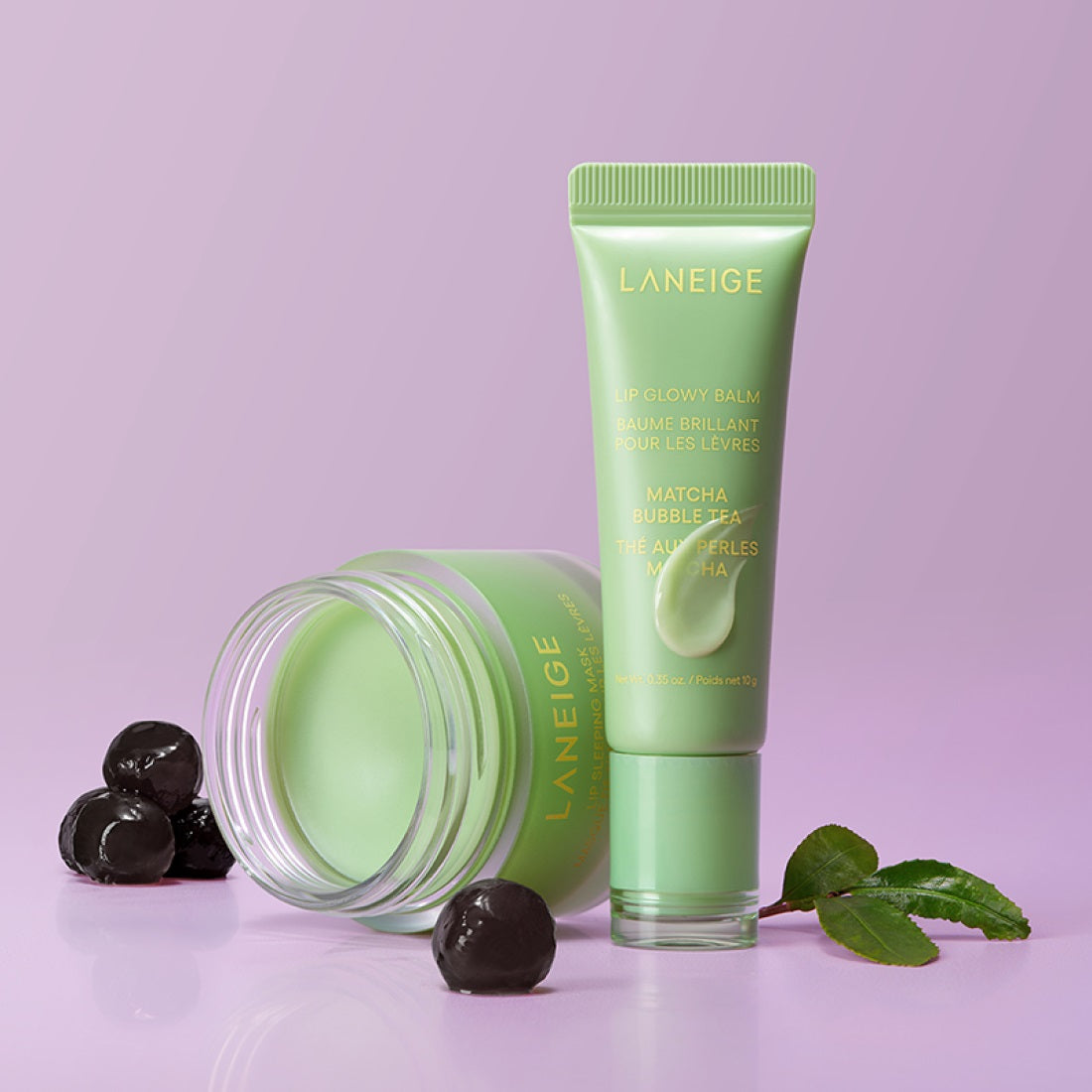 Son LANEIGE Lip Glowy Balm #Matcha Bubble Tea-Kallos