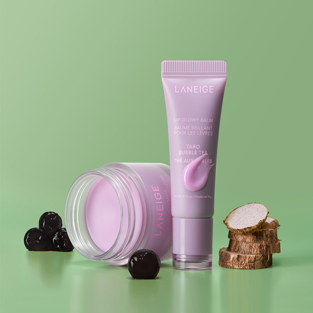 Son LANEIGE Lip Glowy Balm #Taro Bubble Tea-Kallos