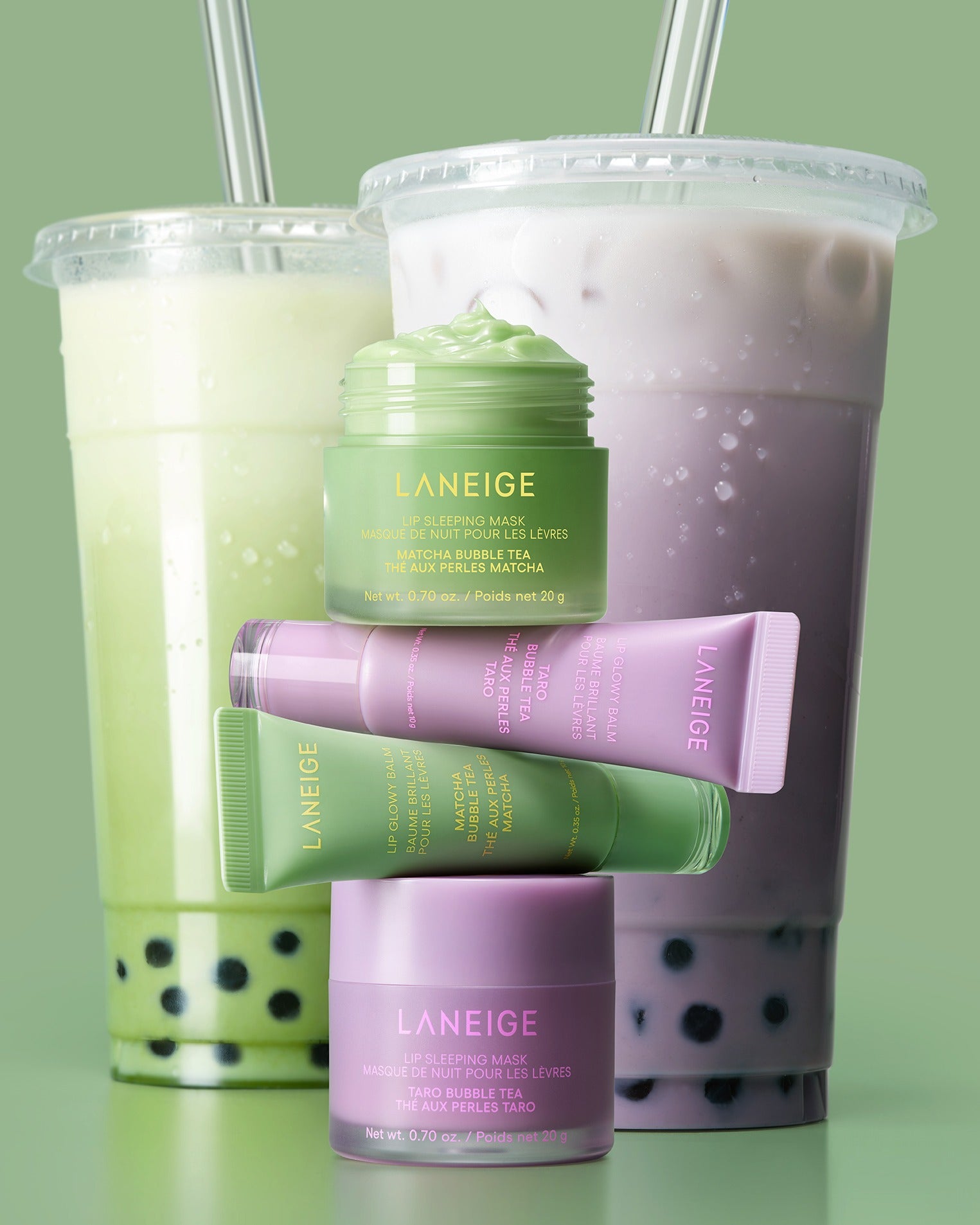 Son LANEIGE Lip Glowy Balm #Taro Bubble Tea-Kallos