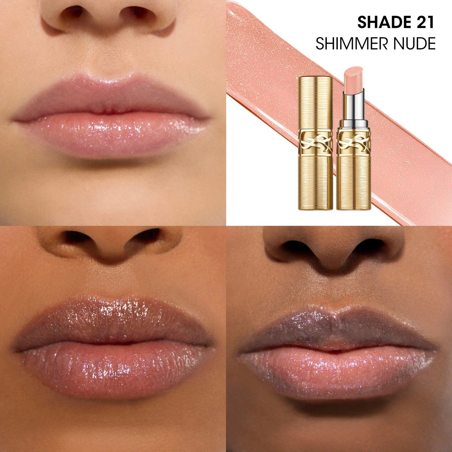 Son YSL Candy Glaze Lip Gloss Stick Limited #21 Shimmer Nude-Kallos
