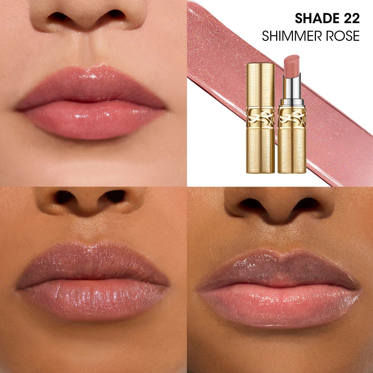Son YSL Candy Glaze Lip Gloss Stick Limited #22 Shimmer Rose-Kallos